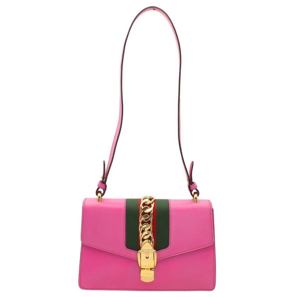 Authentic Gucci Sylvie Leather Shoulder Bag pink leather - Picture 2 of 16
